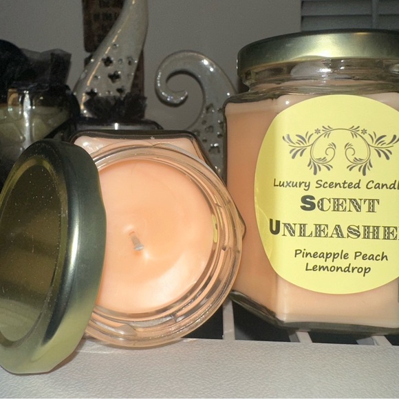 PINEAPPLE PEACH LEMONDROP, @SCENT_UNLEASHED LUXURY HAND POURED SCENTED CANDLES - Picture 2 of 2